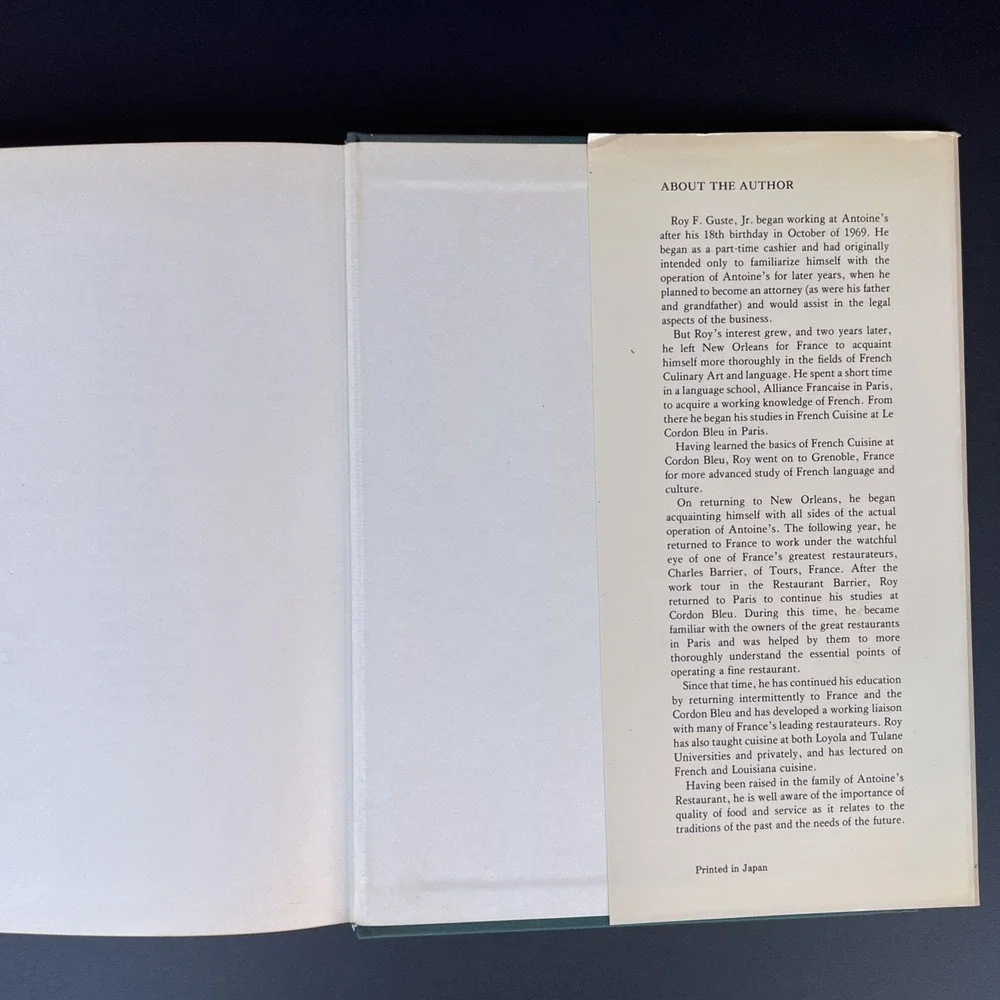 Antoines Restaurant Since 1840 Cookbook Hardcover First Edition 1978 Dust Jacket